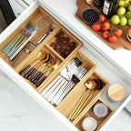 Bamboo Drawer Organizer Set, Junk Drawer Divider and Storage Trays Containers - Image 2