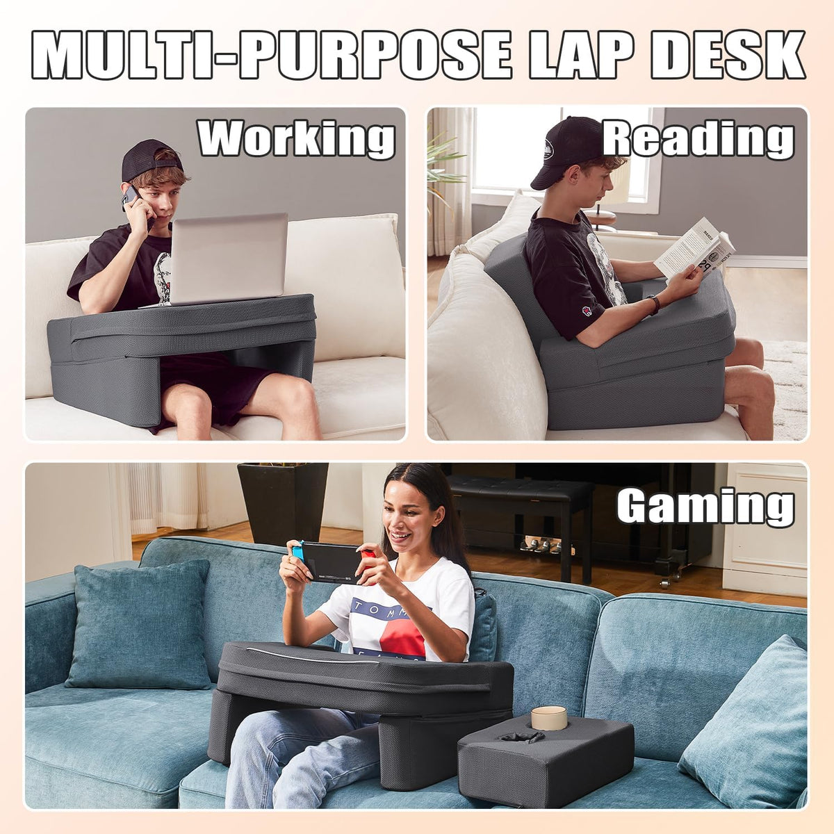 comehealthy Lap Desk for Laptop, Reading Pillow for Adult, Memory Foam Gaming...