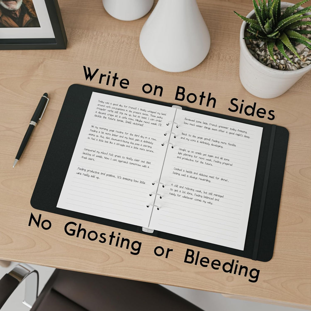 A5 Lined Paper 6-Hole Punched, 250 Sheets (500 Pages), 100 GSM, A5 Binder Refill, 6-Ring Binder Inserts