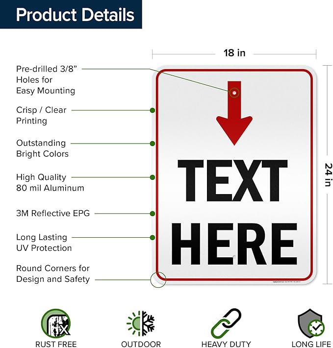 Custom Arrow, Custom Directional Sign, Arrow Down Sign, 18x24 Inches, 3M EGP - Image 6