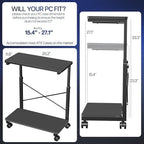 VIVO Large Mobile Adjustable 2-Tier PC Stand, Premium Gaming CPU Computer Tower - Image 5