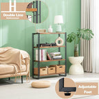 HCHQHS Bookshelf, 4-Tier Industrial Bookcase, Rustic Open Book Shelf, - Image 6