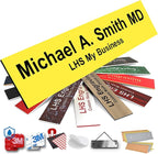 Door Name Plate Personalized for Office Yellow Plastic Name Plate Black Letters by LHS+My+Business