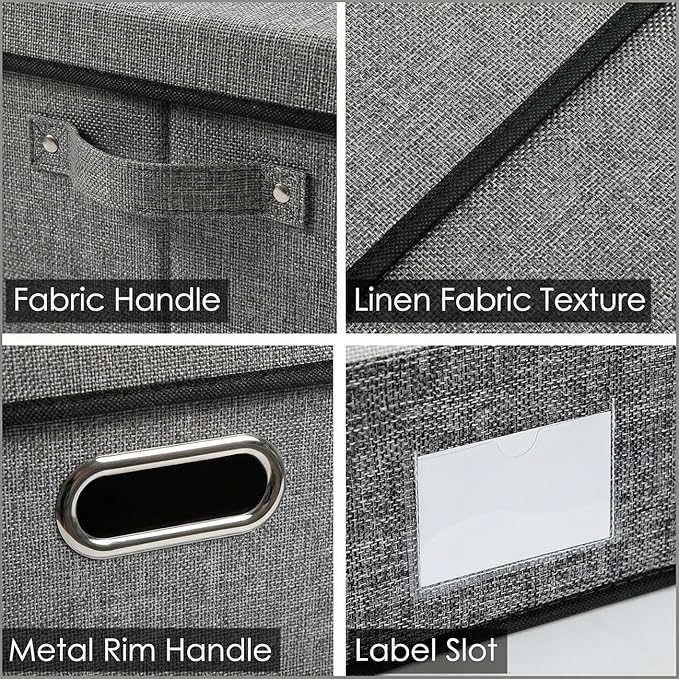 PRANDOM Storage Bins with Lids Linen Fabric Foldable Storage Boxes Organizer - Image 6