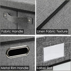 PRANDOM Storage Bins with Lids Linen Fabric Foldable Storage Boxes Organizer - Image 6