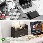 WISUCART Bamboo Mail Organizer Countertop Wood Desk Organizer Drawer Tabletop - Image 5
