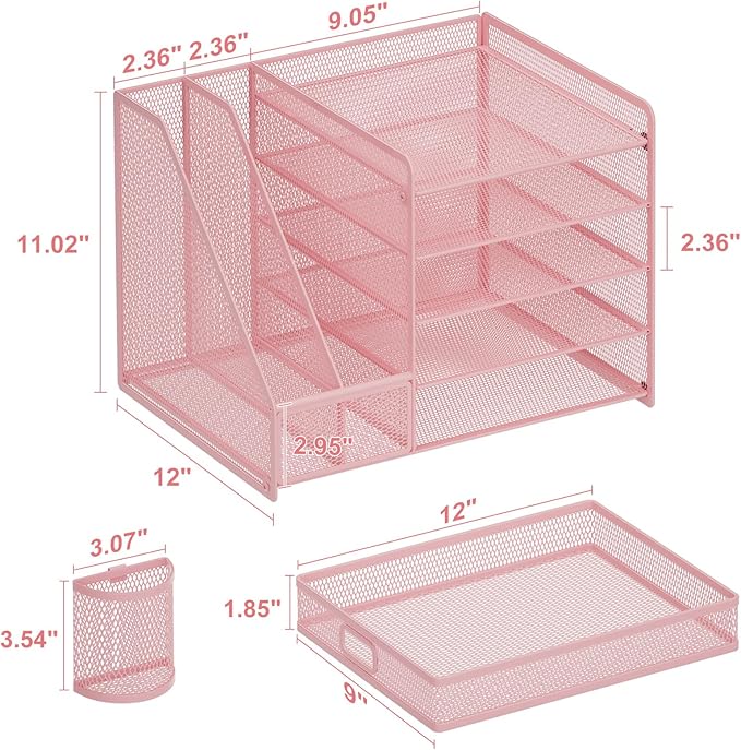 Marbrasse Desk Organizer with File Holder, 5-Tier Paper Letter Tray Organizer - Image 6