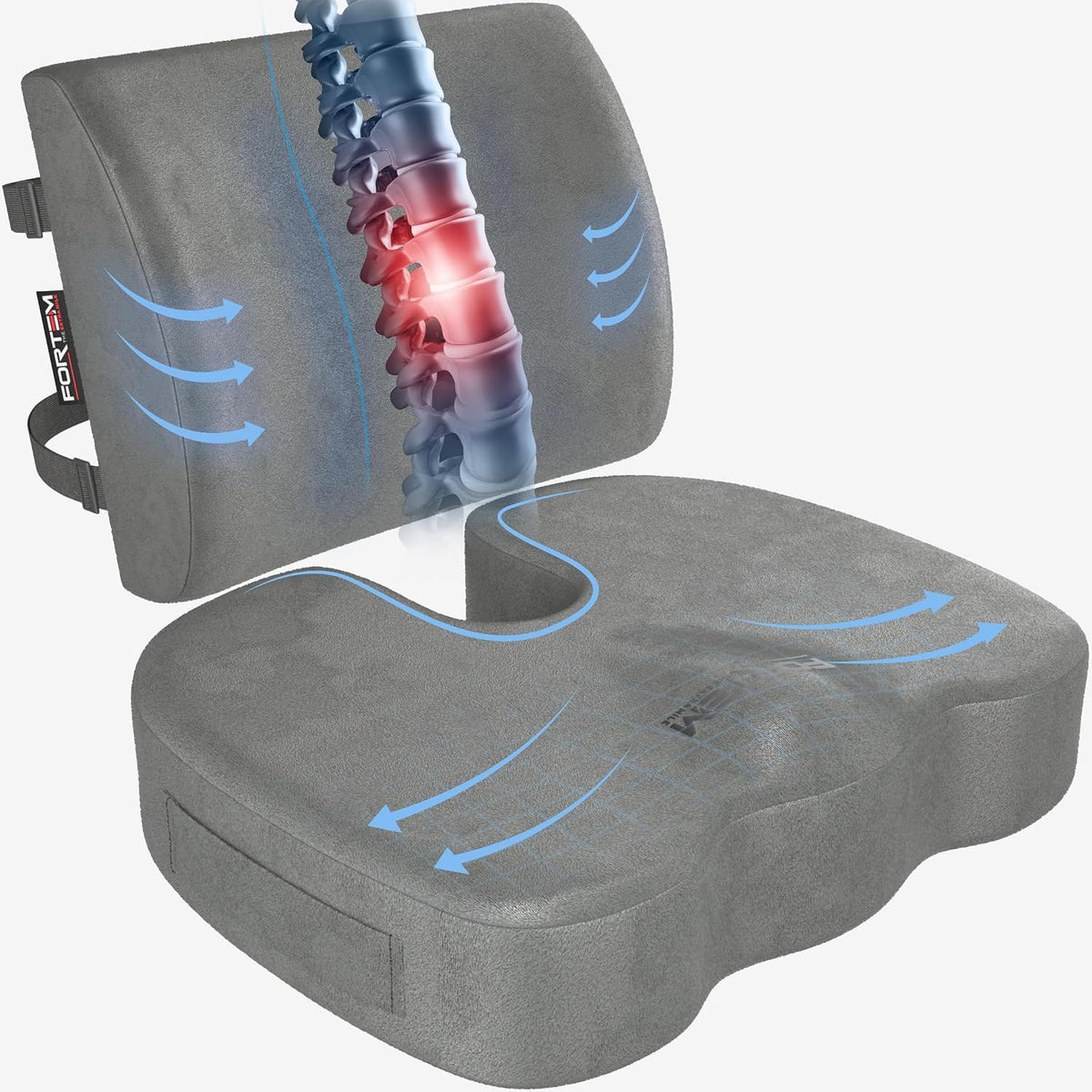 FORTEM Seat Cushion, Office Chair Cushion, Lumbar Support Pillow