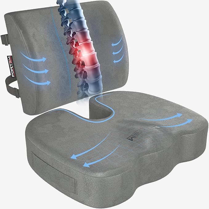FORTEM Seat Cushion, Office Chair Cushion, Lumbar Support Pillow by FORTEM