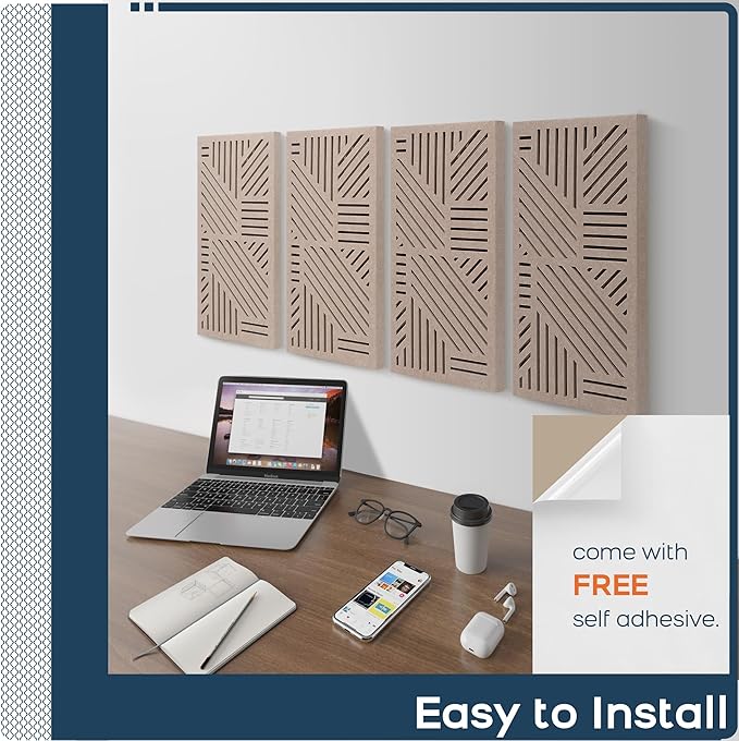 BUBOS 4 Pack Thickened Acoustic Panels, 23.6''x11.8'' Self-Adhesive Sound - Image 8