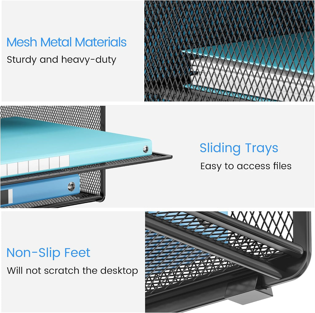 lavatino desk organizer - metal mesh with 2 on a desk or shelf