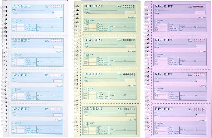 2 Packs Receipt Book with Carbon Copies, Money and Rent Receipt Book, 3-Part - Image 4