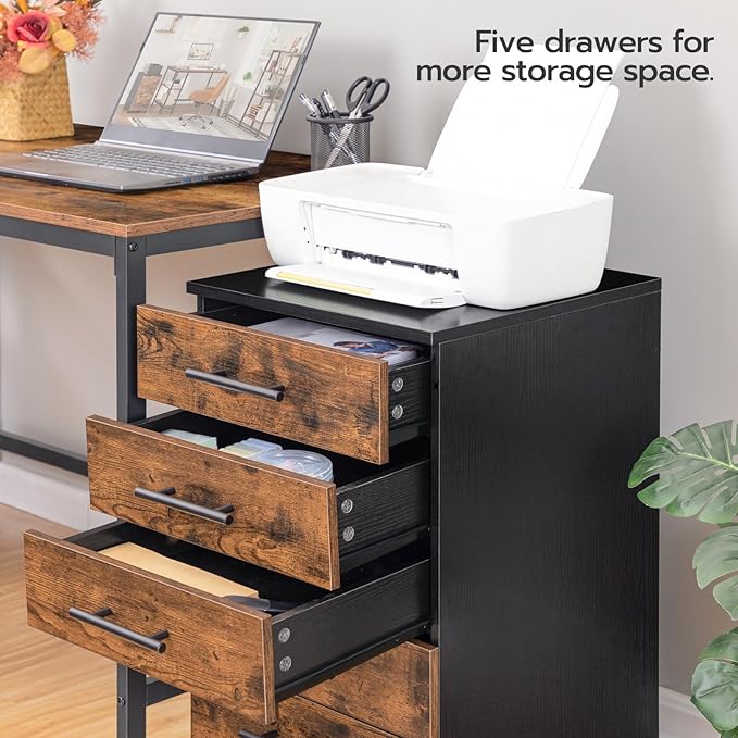 HOOBRO 5-Drawer File Cabinet, Office Filing Cabinet - Image 4