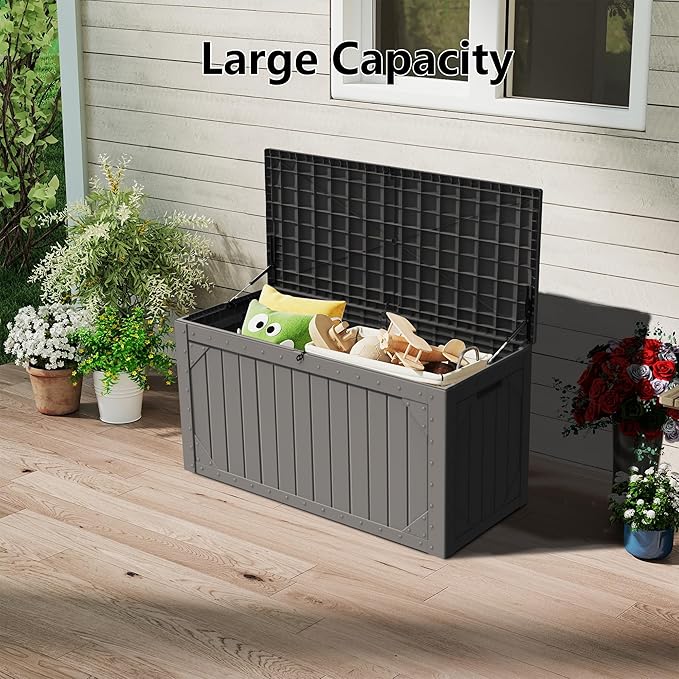 Decksplore 100 Gallon Outdoor Storage Box Waterproof, Lockable Resin Deck Box - Image 7