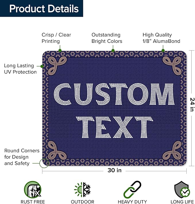 Custom Sign, Custom Street Sign, 11 Font Colors, 13 Font Styles, 4 Hole Options - Image 6