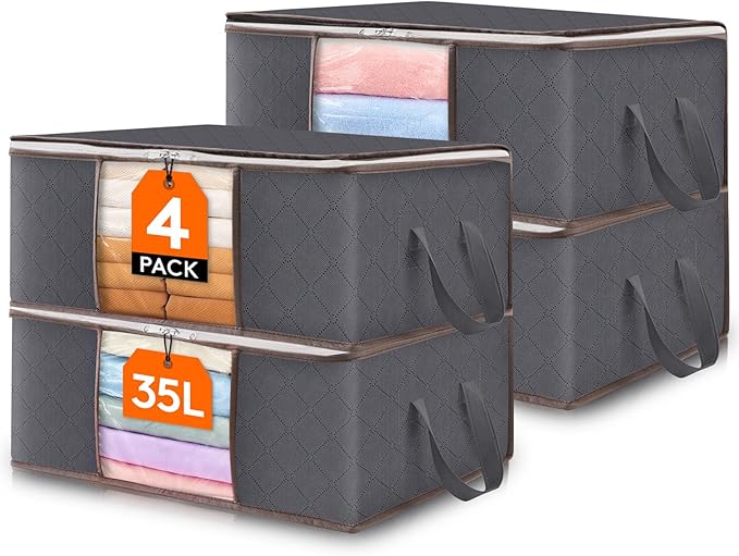 Lifewit 4 Pack Clothes Storage Bag, Foldable Storage Bin Closet Organizer by Lifewit