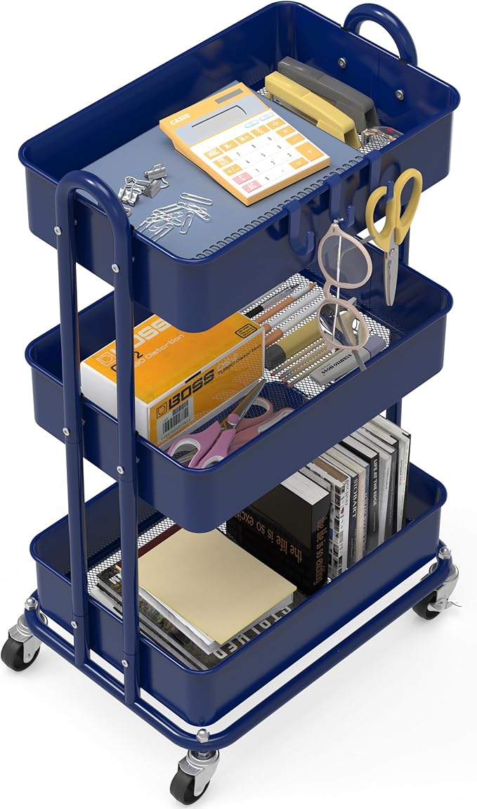 Simple Houseware 3-Tier Heavy Duty Metal Utility Rolling Cart - Image 5