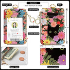 bolimoss Black Cat Flower Lanyard Wallet, Pu Leather Women Zid ID Case - Image 4