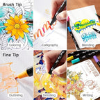 Shuttle Art Pastel Brush Pens, 56 Pastel Colouring Pens, Dual Tip Brush Markers - Image 5