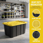 27 gallon heavy duty storage bins with snap, side view