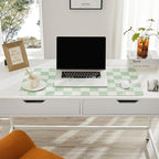 Ohocut Checkered Desk Mat, Large Cute Aesthetic Retro PU Leather Computer - Image 4