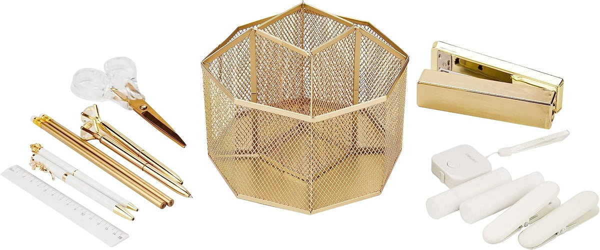 Annova Mesh Desk Organizer Rotate with 5 Compartments Spinning Tidy Candy/Pen...