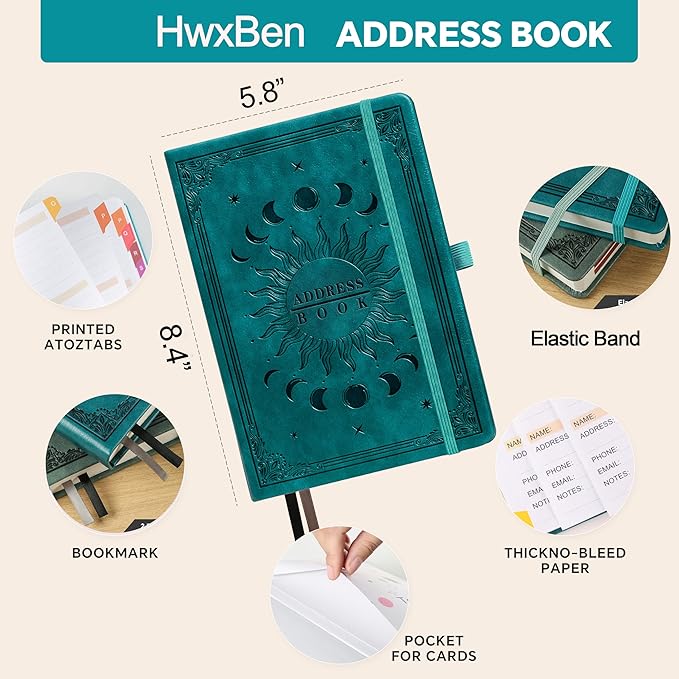 Address Book with Colorful Alphabetical Tabs – Hardcover Contact Organizer - Image 4