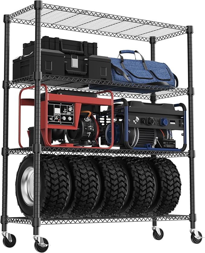 M MZG 4 Tiers Shelf 1400 lbs Steel Storage Shelving Utility Shelving Unit Steel by MEIGAOPLASTICANDMETALHKCOLIMITED