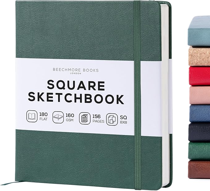 Beechmore Books Square Sketchbook – 8x8 Premium Vegan Leather Bound Large by BeechmoreBooks