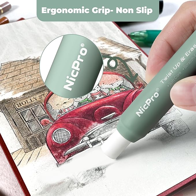 Nicpro 6 Pack Rotary Retractable Erasers, Soft TPE Twist Erasers in Cute - Image 4
