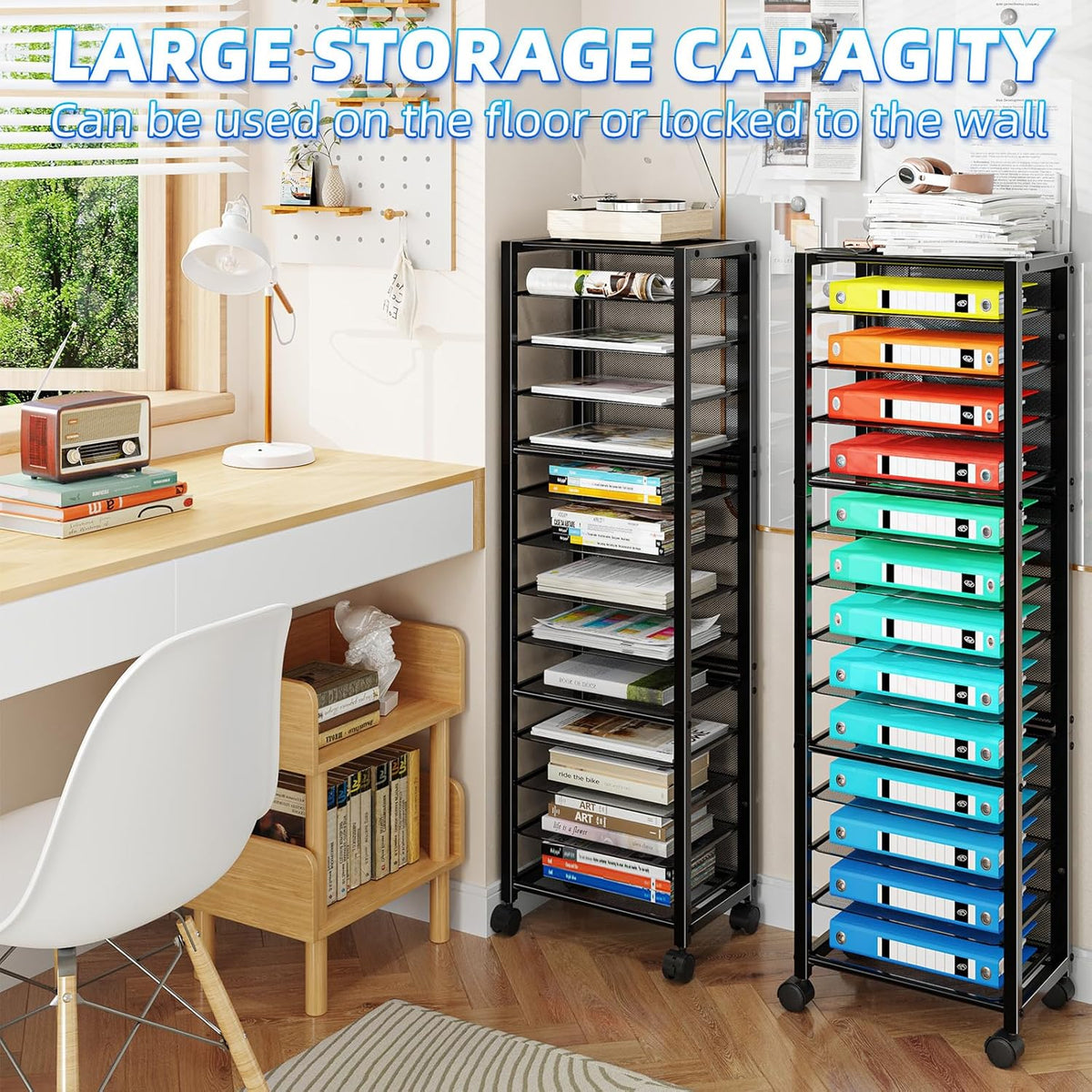 Simple Trending 14 Tier Rolling File Cart, Desk File Organizer, Paper Letter ...