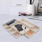 Welaxy Desk Drawer Organizer Tray, 8-Piece Beige Office Storage, Nordic - Image 4