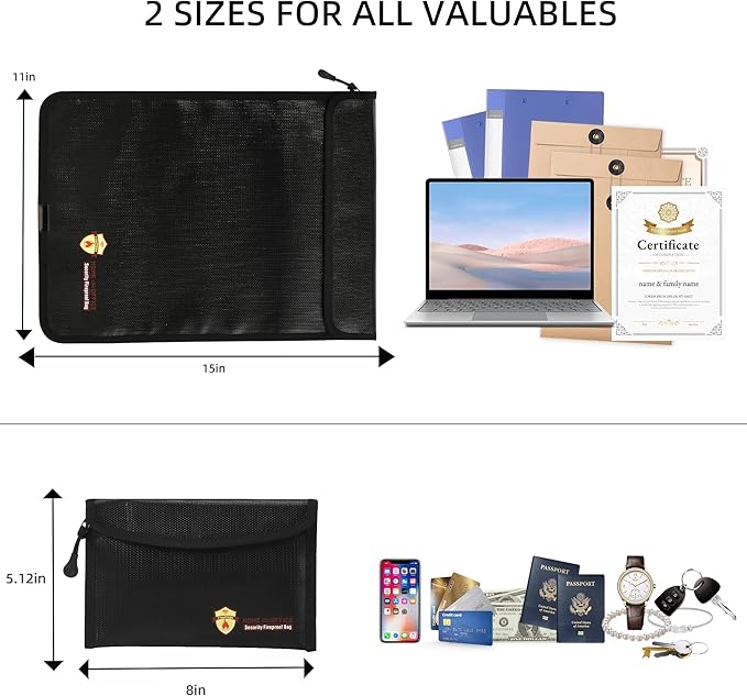 2 Pcs Fireproof Waterproof Document Bag – Fire & Waterproof Money Pouchfor - Image 2