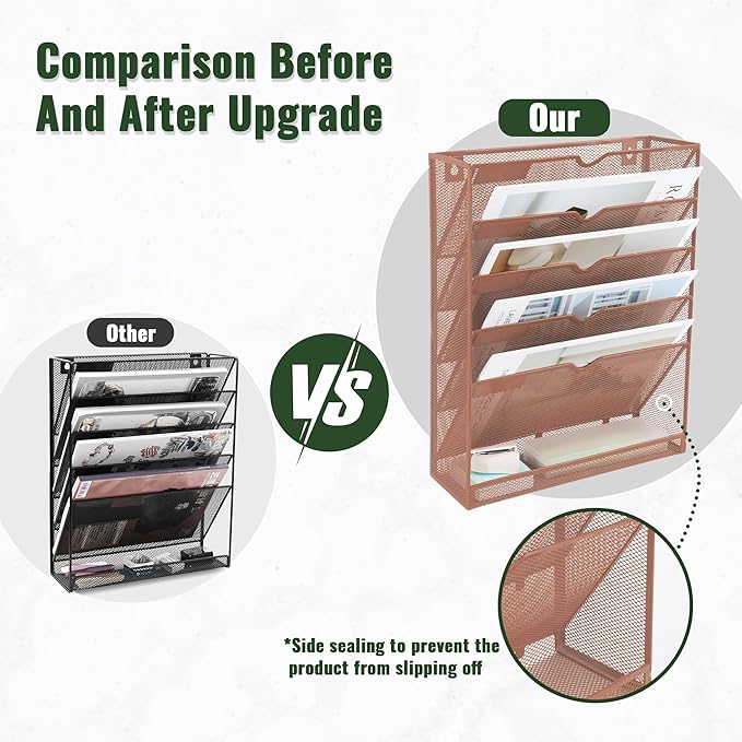 EASEPRES 6 Tier Mesh Hanging Wall File Organizer, Desk Vertical Mail Paper - Image 3