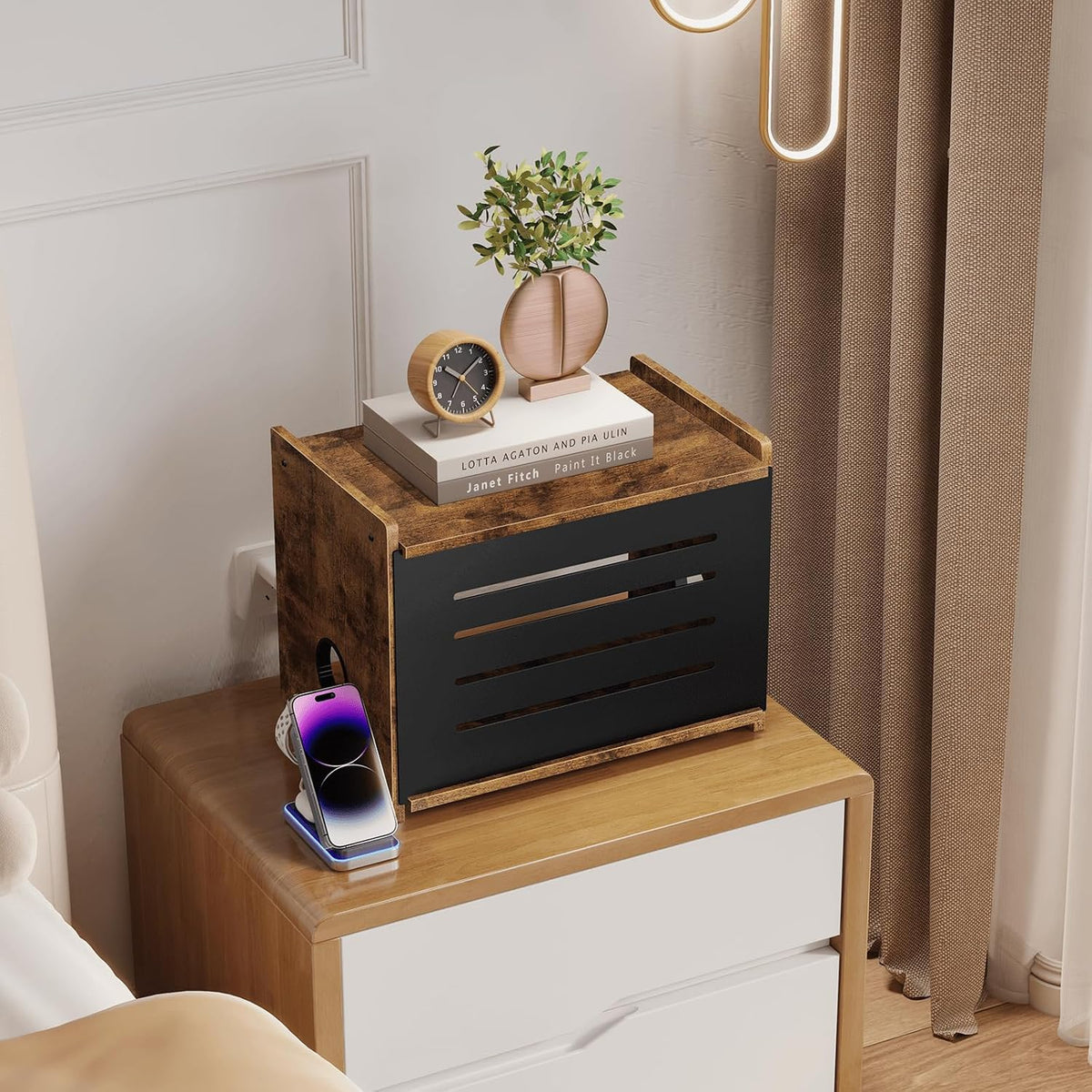 Homode Router Shelf, Wood Wifi Box Hider, Projector Shelf Stand, Router Modem...