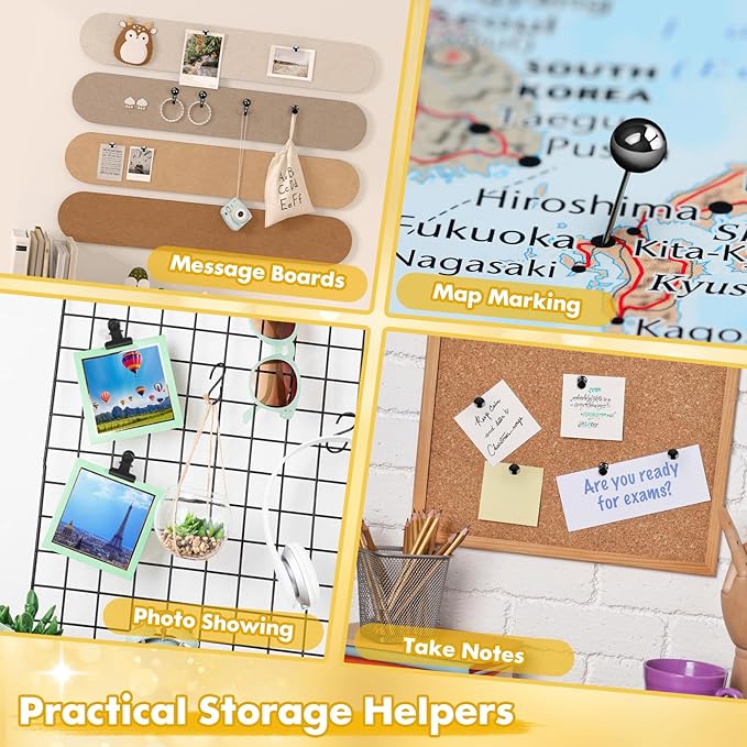 GOOLADA 315Pcs Decorative Push Pins, 5 Style Cork Board Pins, Push Pin Clips - Image 7