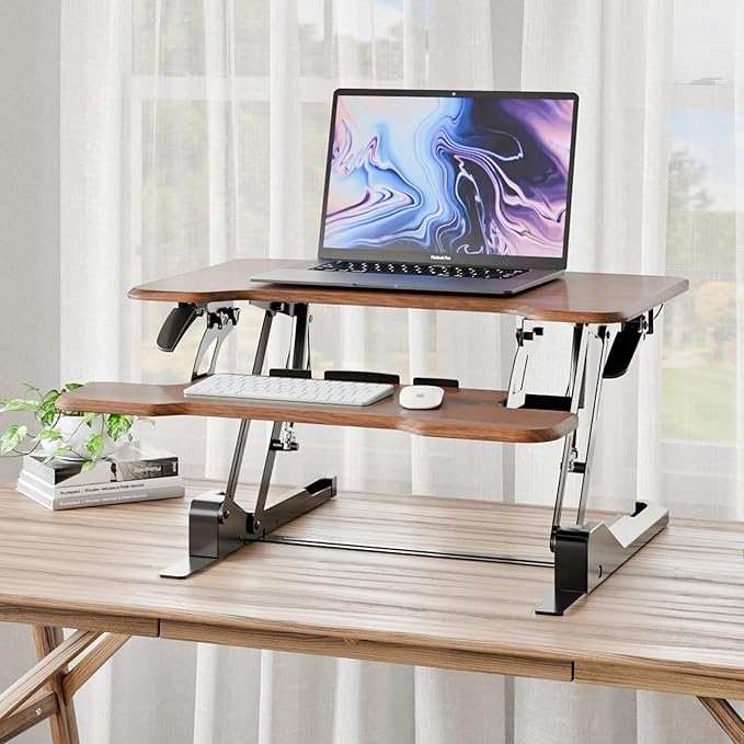 Mount-It! Height Adjustable Standing Desk Converter, Compact 30” Wide Tabletop - Image 9