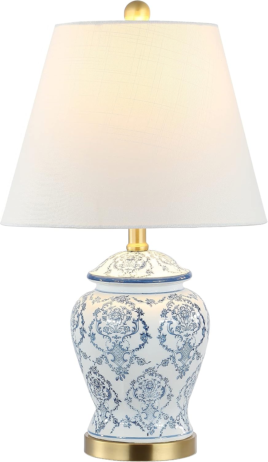 JONATHAN Y Juliana Chinoiserie Ceramic Urn Table Lamp 22.25", Blue/White