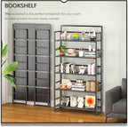 4NM No Assembly Extra Wide 5 Tiers Folding Bookshelf Storage Shelves Vintage - Image 3