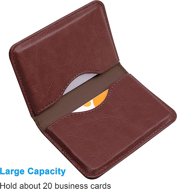 Wisdompro Business Card Holder, 2-Sided PU Leather Folio Name Card Holder - Image 2