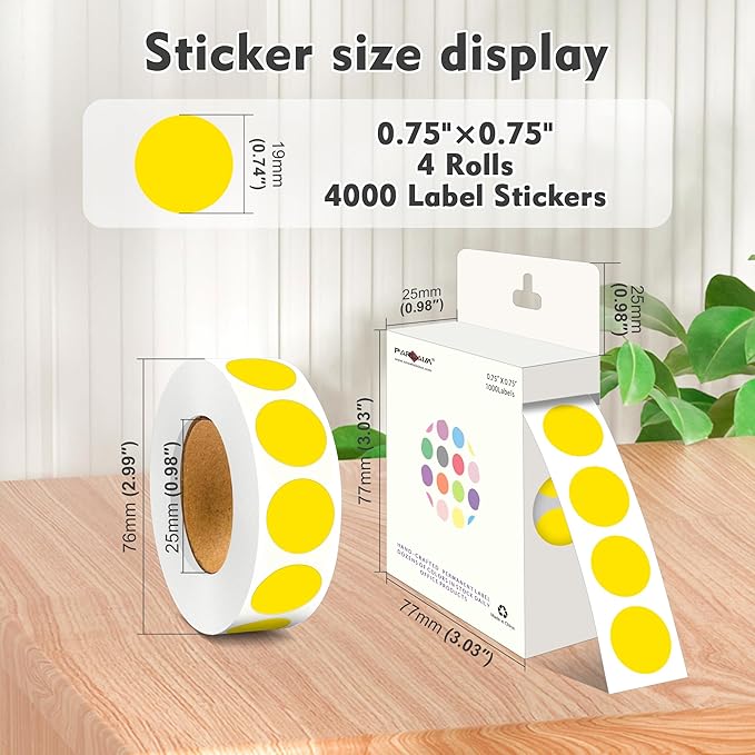 PARLAIM 3/4 Inch Roll Color Coding Labels, 4000 per/4 Rolls Round Adhesive - Image 2