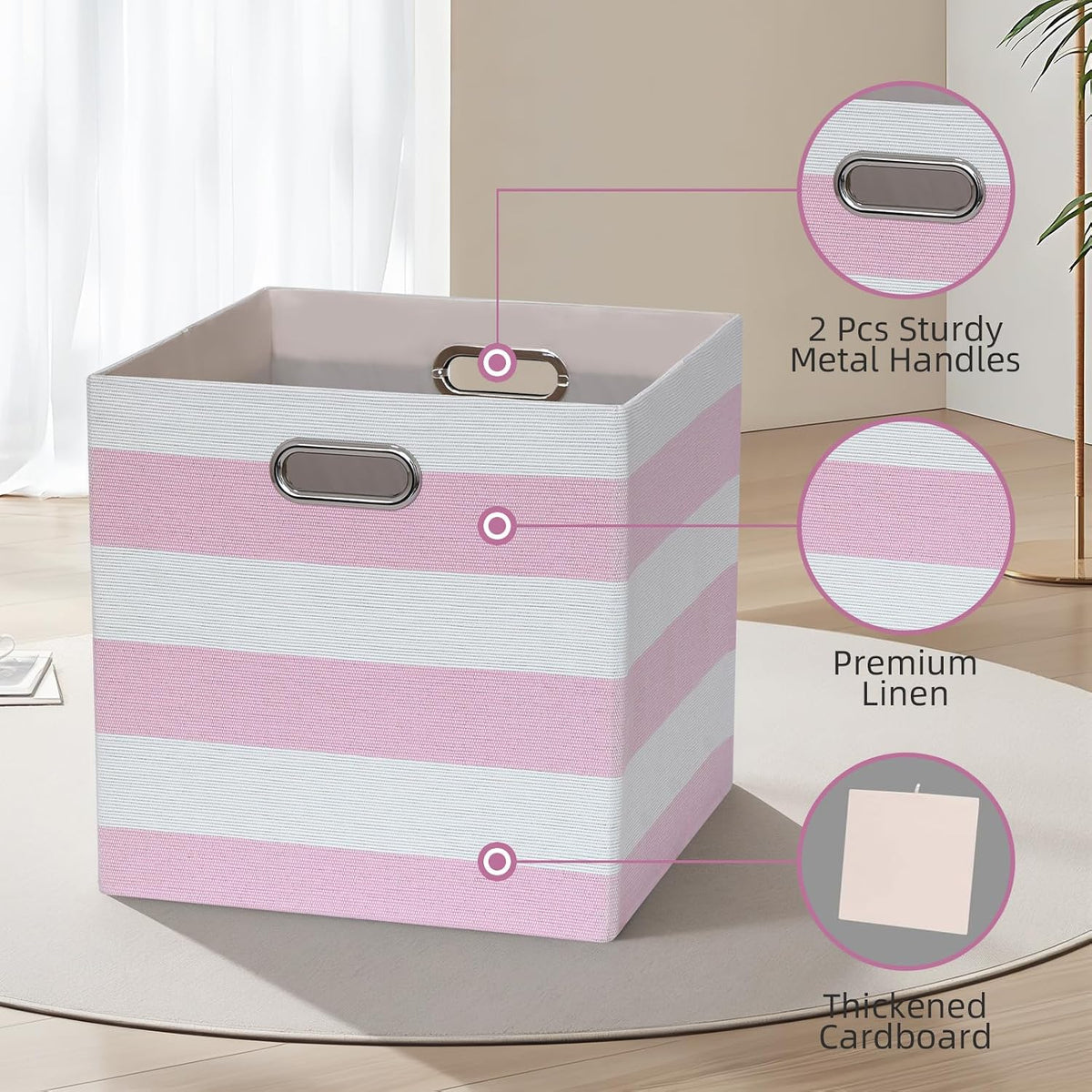 11x11x11 Inch Cube Storage Bins, Set of 4 Fabric Storage Cubes