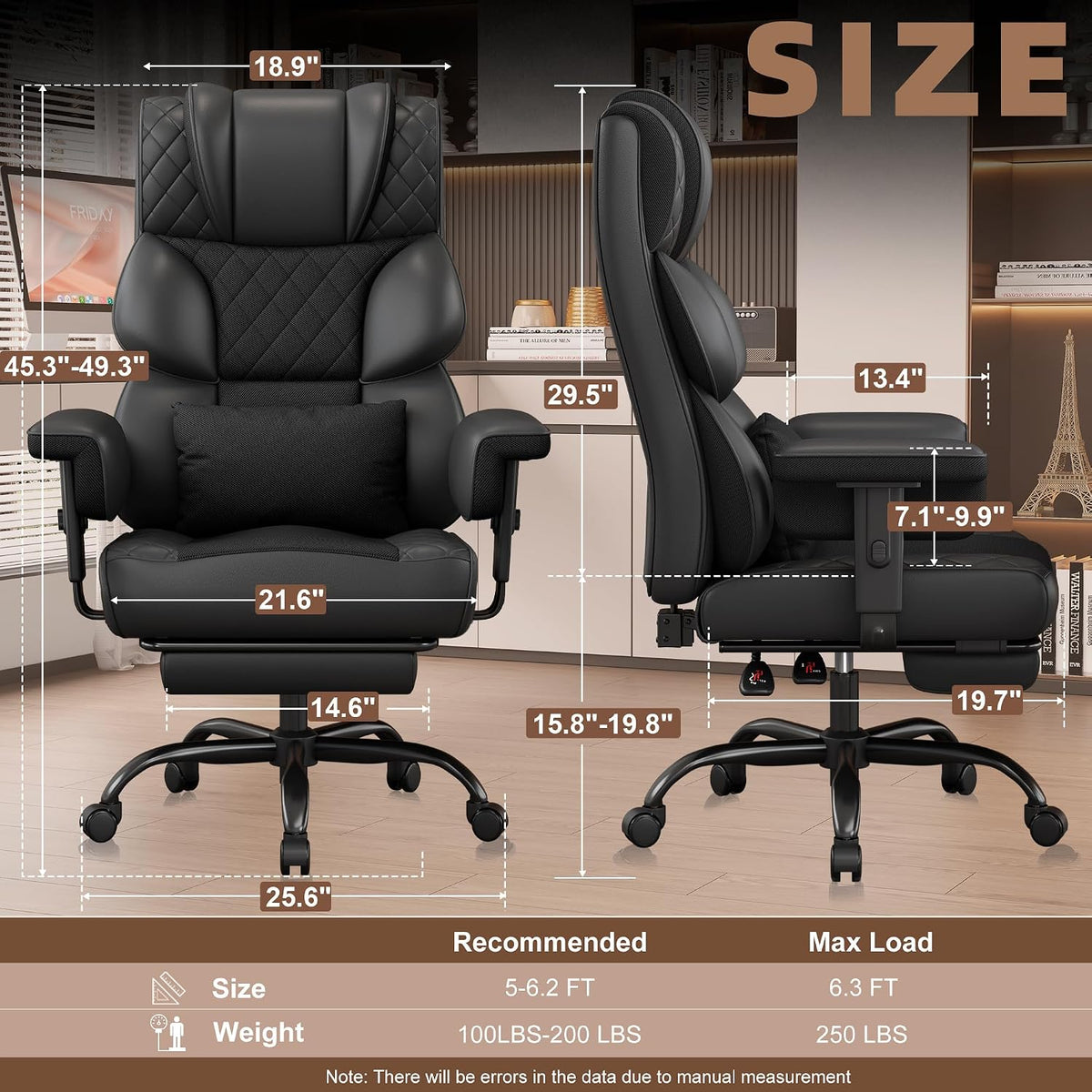Vonesse Office Chair, Desk Chair with Soft Adjustable Armrests, Ergonomic Hig...