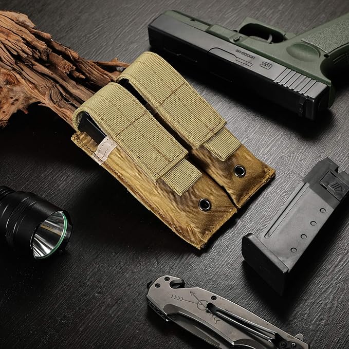 Tactical Single/Double Pistol Mag Pouch Outdoor Molle Open-Top Magazine Pouch - Image 7