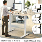 SHW 55 x 28 Inches Electric Height Adjustable Standing Desk - Image 6
