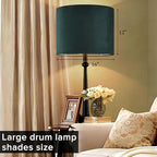 Green Velvet Lampshades Set of 1 Large Drum Lamp Shade 16" Top x 16" Bottom x - Image 4