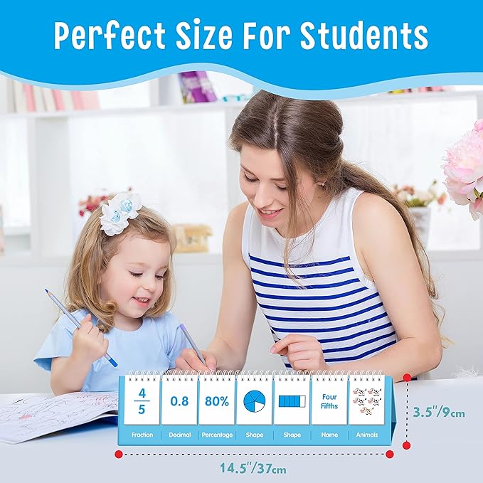 Fraction Flip Chart, 161 Double Sided Cards Freestanding Flip Chat - Image 3
