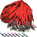 Beebel Red Lanyards 100 Pack Nylon Flat Badge Lanyard Bulldog Clip by Beebel