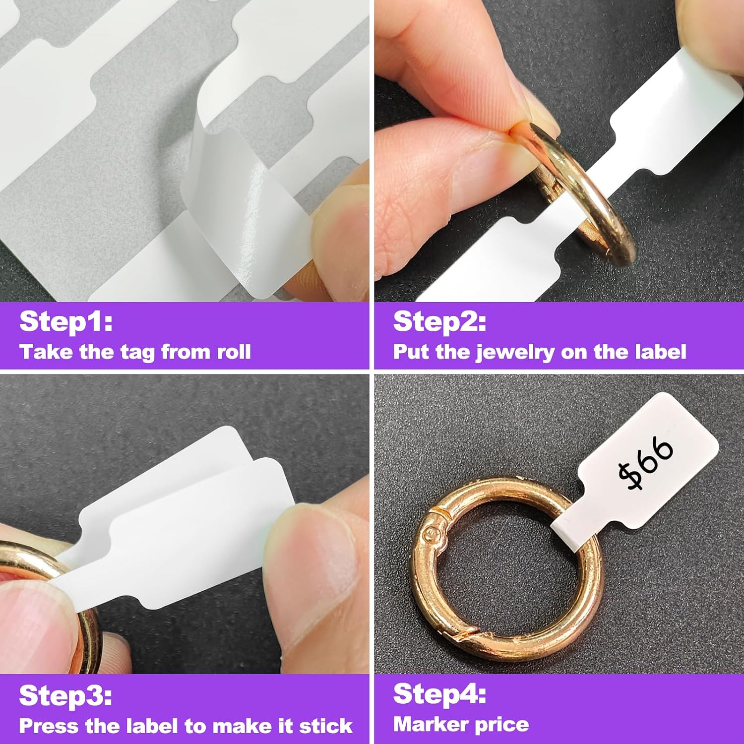 500Pcs Jewelry Price Tags Stickers Roll for Necklace Ring Display Labels, Rectangular Self Adhesive Indentification Tags, AveneMark Pricemarker Labels Accessories Display Paper (500Pcs Price Tag)