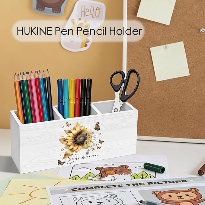 HUKINE Sunflower Inspirational Quotes Pen Holder - Image 2